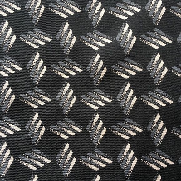 Vintage Italian silk pocket square black white geometric print silk bandanna - Picture 2 of 10